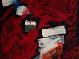 Rot & schwarz, 80 x 65 cm, Acryl + Kreide, Leinwand
